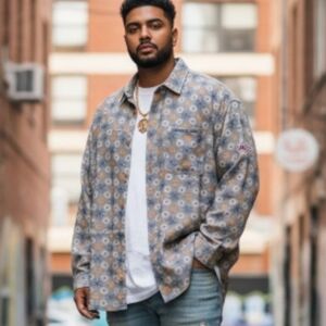 Vintage Avirex Men's All Over Print Button Up Shirt XXL 90s Y2K Streetwer